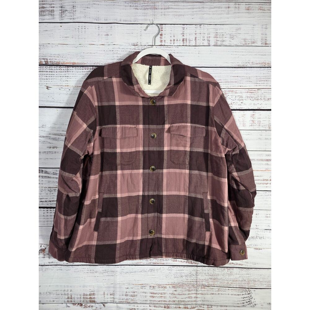 Kuhl Women's XL Plaid Sherpa Lined Shacket jacket flannel button up